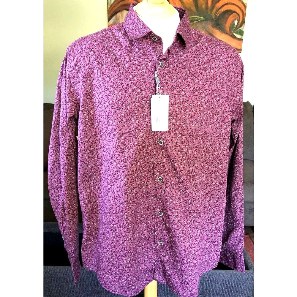 New Ike by Ike Behar Shirt Floral Size L Stretch